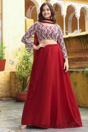 Beautiful Red Sequins Georgette Function Wear Lehenga Choli
