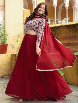 Beautiful Red Sequins Georgette Function Wear Lehenga Choli 2