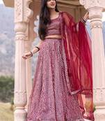 Pink Sequins Heavy Net Party Wear Lehenga Choli With Dupatta