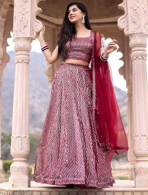 Pink Sequins Heavy Net Party Wear Lehenga Choli With Dupatta 2