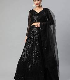 Black Embroidered Sequinned Semi-stitched Lehenga & Blouse With Dupatta