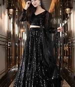 Black Sequins Heavy Net Party Wear Lehenga Choli With Dupatta