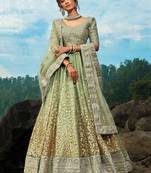 Green Zari Worked Soft Net Wedding Wear Lehenga Choli