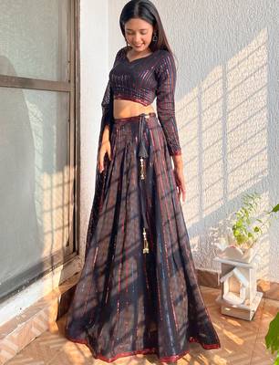 Incredible Black Sequins Georgette Party Wear Lehenga Choli 2