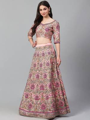 Peach & Golden Semi-Stitched Bridal Lehenga & Unstitched Blouse with Dupatta 2