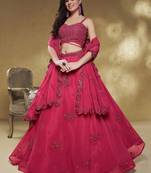Stunning Pink Sequins Georgette Engagement Wear Lehenga Choli