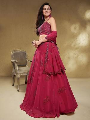 Stunning Pink Sequins Georgette Engagement Wear Lehenga Choli 2