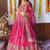 Stunning Pink Floral Printed Organza Bridesmaid Lehenga Choli