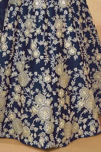Attractive Blue Silk Embroidered Lehenga Choli With Dupatta