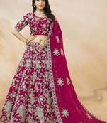 Dazzling Pink Silk Thread Embroidered Lehenga Choli