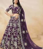 Alluring Purple Silk Wedding Wear Lehenga Choli With Dupatta