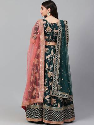 Green Semi-Stitched Lehenga & Unstitched Blouse with 2 Dupattas 2