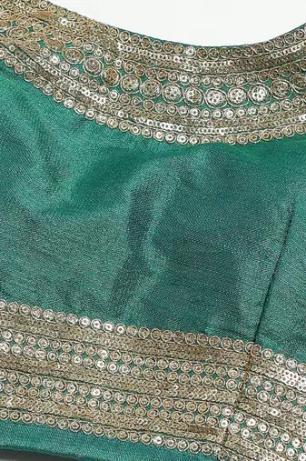 Turquoise Blue Semi-Stitched Wedding Wear Lehenga & Unstitched Blouse with Dupatta
