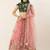 Peach & Green Embroidered Semi-Stitched Lehenga & Unstitched Blouse with Dupatta