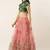 Peach & Green Embroidered Semi-Stitched Lehenga & Unstitched Blouse with Dupatta
