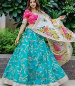 Superb Green Sequins Work Art Silk Sangeet Wear Lehenga Choli