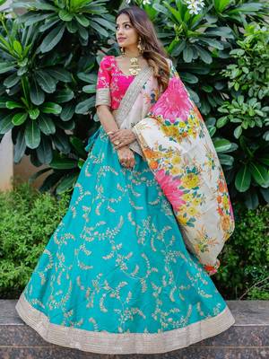 Superb Green Sequins Work Art Silk Sangeet Wear Lehenga Choli 3