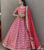 Beautiful Pink Sequins Art Silk Engagement Wear Lehenga Choli
