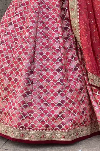 Beautiful Pink Sequins Art Silk Engagement Wear Lehenga Choli