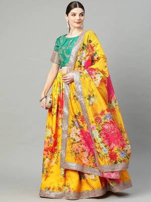 Mustard Yellow Semi-Stitched Lehenga & Unstitched Blouse with Dupatta 1