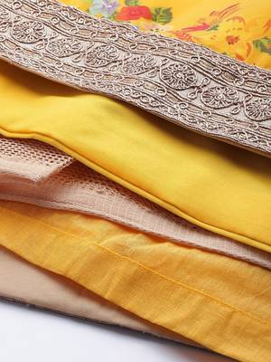 Mustard Yellow Semi-Stitched Lehenga & Unstitched Blouse with Dupatta 3