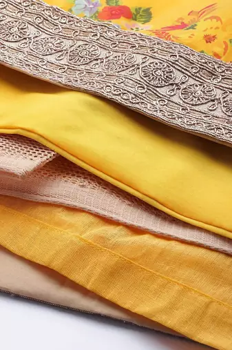 Mustard Yellow Semi-Stitched Lehenga & Unstitched Blouse with Dupatta