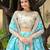 Captivating Sky Blue Floral Print Organza Function Wear Lehenga Choli