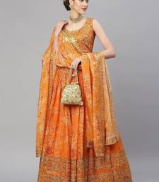 Orange & Gold-Toned Embellished Sequins Embroidered Designer Indian lehenga dress