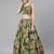Green & Peach-Coloured Embellished Sequinned Indian Wedding Mehendi Lehenga choli