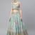 Blue & Peach-Coloured Embellished Sequinned Embroidered Indian Wedding Lehenga dress