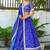 Attractive Royal Blue Floral Printed Organza Reception Lehenga Choli