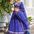 Attractive Royal Blue Floral Printed Organza Reception Lehenga Choli