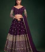 Alluring Dark Purple Zari Work georgette Wedding Wear Lehenga Choli