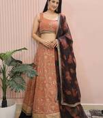 Alluring Pink Georgette Sequins Event Wear Lehenga Choli