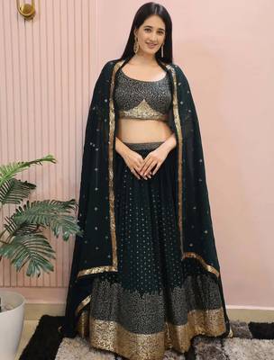 Beautiful Green Sequins Mehendi Wear Lehenga Choli 1