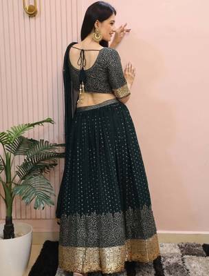 Beautiful Green Sequins Mehendi Wear Lehenga Choli 4