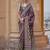 Silk blend block print traditional saree in purple