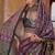 Silk blend block print traditional saree in purple