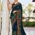 Navy blue printed georgette contemporary saree