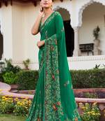 Green printed georgette contemporary saree