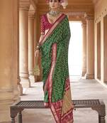 Green silk blend patola print classic saree