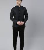 Navy blue black shimmer bandhgala set