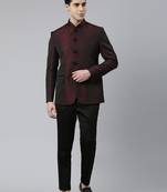 Maroon black shimmer bandhgala set