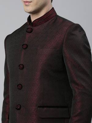 Maroon black shimmer bandhgala set 5