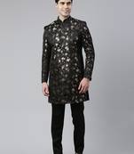 Black jacquard indo western with black pant