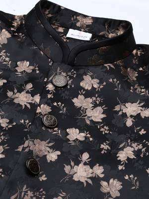 Black jacquard indo western with black pant 2