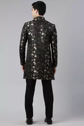 Black jacquard indo western with black pant