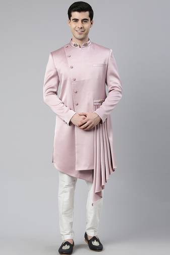 Old rose draped indo western set