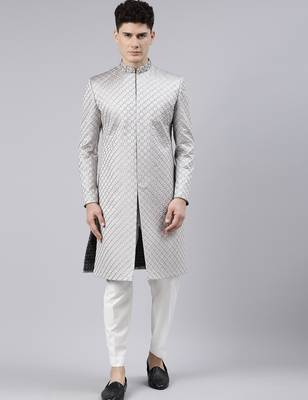 Silky silver classic indo western 1