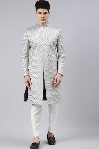 Silky silver classic indo western